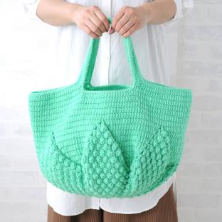 【ニットレシピ】 ニットレシピ ボニーで編む花模様のバッグ