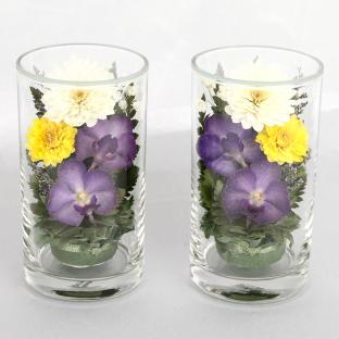 グラスフラワー 仏花ツインセット D-0052 紫 高さ12cm