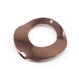 チョコカラー メタル丸 くりぬき 波線 1穴 約35mm ブラウン 1ヶ