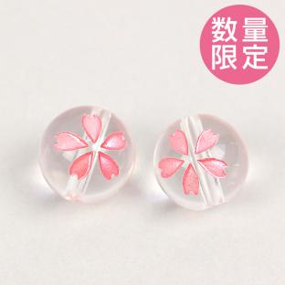 天然石 水晶 桜彫り水晶10mm 2玉セット