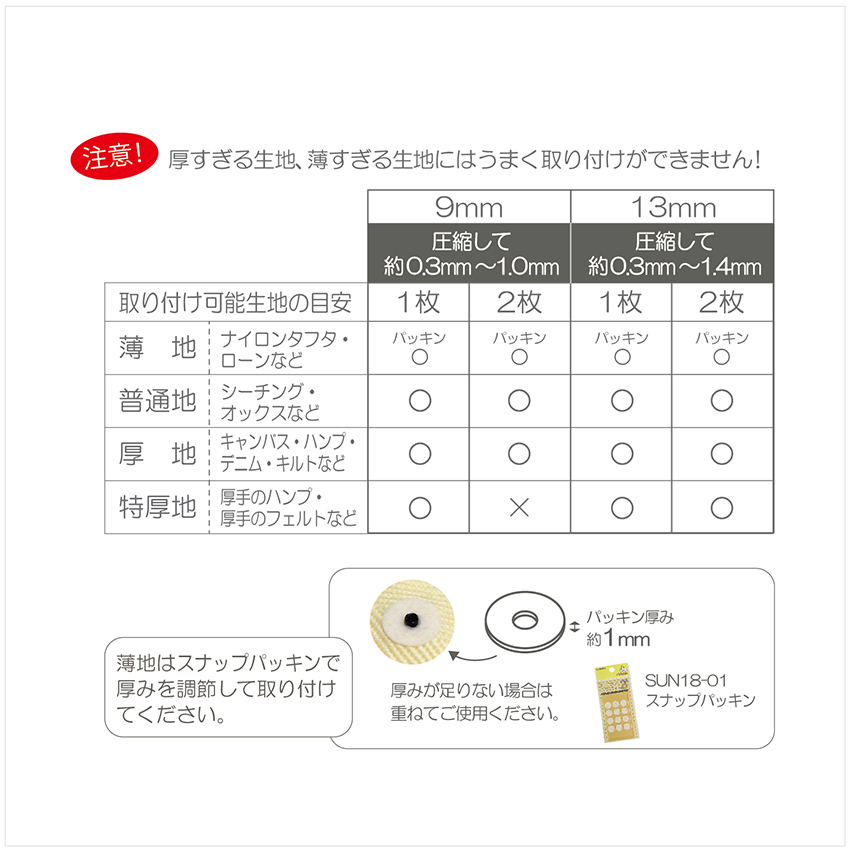 サンコッコー ワンタッチプラスナップ スリム 9mm 9組入｜在庫ありの