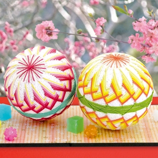 クラフト　和調手芸　5番ししゅう糸でつくる手まりキット 満開の桃