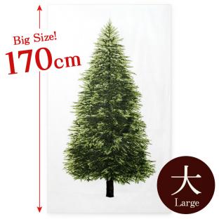 ビッグサイズ クリスマスツリータペストリー生地 ウッド柄パネルオックス 幅106×170cm(カットクロス)