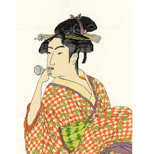 クロスステッチキット オリムパス 「日本の美」名作選 ポペンを吹く娘