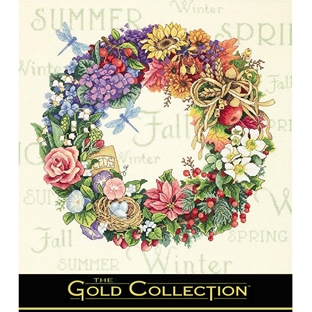 輸入刺しゅうキット　Dimensions　ゴールドコレクション フラワー　Wreath of All Seasons｜在庫ありの場合、土日祝除く通常1～3営業日で発送