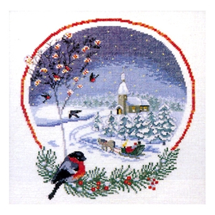 クロスステッチキット O.O.E. Circle in snow クリスマスの小鳥｜在庫ありの場合、土日祝除く通常1～3営業日で発送