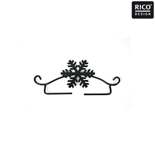 刺しゅう額　RICO　Deco hanger snowflake 11cm 黒 雪の結晶 【メール便可】