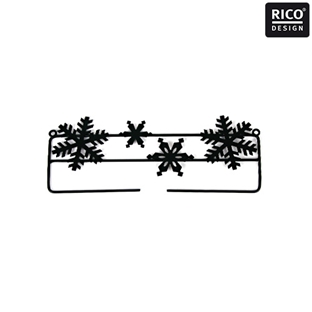 刺しゅう額　RICO　Deco hanger snowflake 21cm 黒 雪の結晶 【メール便可】
