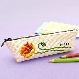 クロスステッチキット オリムパス Flower Embroidery ポピーのペンケース ｜在庫ありの場合、土日祝除く通常1～3営業日で発送