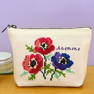 クロスステッチキット オリムパス Flower Embroidery アネモネのポーチ ｜在庫ありの場合、土日祝除く通常1～3営業日で発送