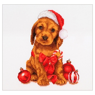 輸入刺しゅうキット　Thea GOUVERNEUR　Christmas Puppy 【メール便可】｜在庫ありの場合、土日祝除く通常1～3営業日で発送
