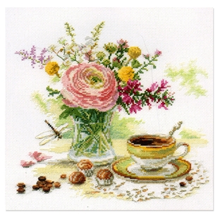 輸入刺しゅうキット　ALISA(アリサ)　Flowers and birds　Morning coffe 【メール便可】