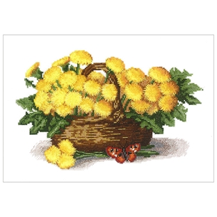 輸入刺しゅうキット　Charivna　Basket of dandelions(タンポポのバスケット) 【メール便可】｜在庫ありの場合、土日祝除く通常1～3営業日で発送