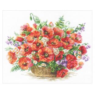 輸入刺しゅうキット　ALISA(アリサ)　Flowers and birds　Basket of Poppies