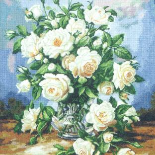 輸入刺しゅうキット Golden Fleece(ゴールデンフリース) Bunch of white roses クロスステッチキット｜在庫ありの場合、4営業日前後で発送(土日祝除く)