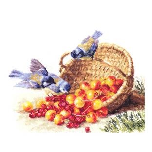 クロスステッチ アリサ Chickadees and Sweet Cherries シジュウカラと甘いチェリー｜在庫ありの場合、土日祝除く通常1～3営業日で発送