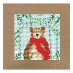 輸入刺繍 Bothy Threads（ボシースレッズ） Xmas Bear クリスマスベア カードフレーム付き｜在庫ありの場合、土日祝除く通常1～3営業日で発送