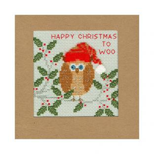 輸入刺繍 Bothy Threads（ボシースレッズ） Xmas Owl クリスマスフクロウ カードフレーム付き｜在庫ありの場合、土日祝除く通常1～3営業日で発送
