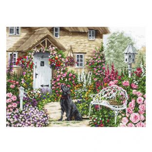 刺繍 輸入キット ルーカス The Cottage Garden コテージの庭 黒い犬｜在庫ありの場合、土日祝除く通常1～3営業日で発送