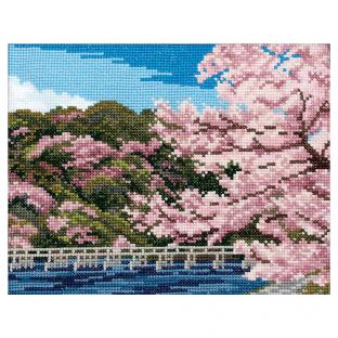 COSMO クロスステッチキット めぐる季節と日本の風景 渡月橋と桜 522001