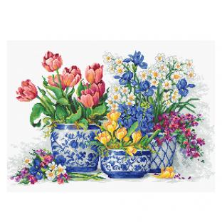 刺繍キット 輸入 ルーカス B2386 Spring flowers 春の花々/クロスステッチキット
