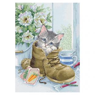 刺繍キット 輸入 ルーカス B2391 Cute kitten かわいい子猫/クロスステッチキット