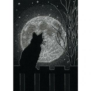 輸入 刺繍キット Dimensions 70-65212 Black Moon Cat ブラックムーンキャット
