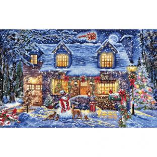 刺繍 LETISTITCH L8030 Cottage Glow 輝くコテージ／クリスマス 夜 雪 クロスステッチキット 輸入｜在庫ありの場合、土日祝除く通常1～3営業日で発送