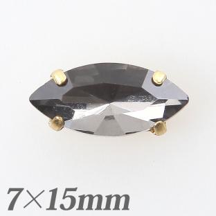 爪付ガラスビジューマーキス 7×15mm　ブラックダイヤモンド×ゴールド4個入り|在庫ありの場合、土日祝除く通常1～3営業日で発送