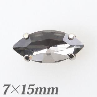 爪付ガラスビジューマーキス 7×15mm　ブラックダイヤモンド×ロジウムカラー4個入り【メール便可】