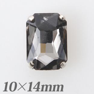 爪付ガラスビジュースクエア10×14mm　ブラックダイヤモンド×ロジウムカラー2【メール便可】