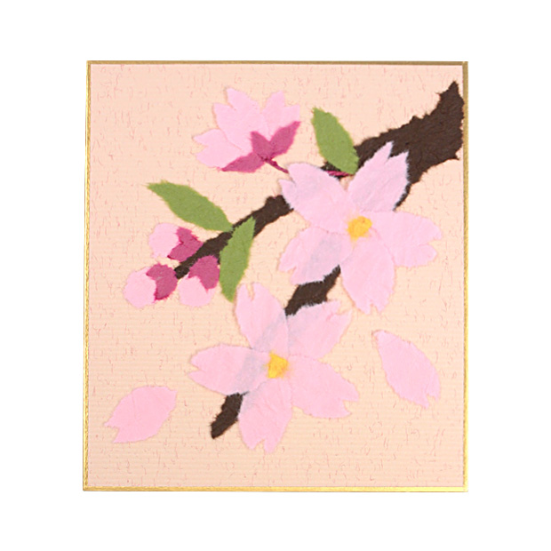 ちぎり絵 ミニ色紙 桜｜在庫ありの場合、4営業日前後で発送(土日祝除く